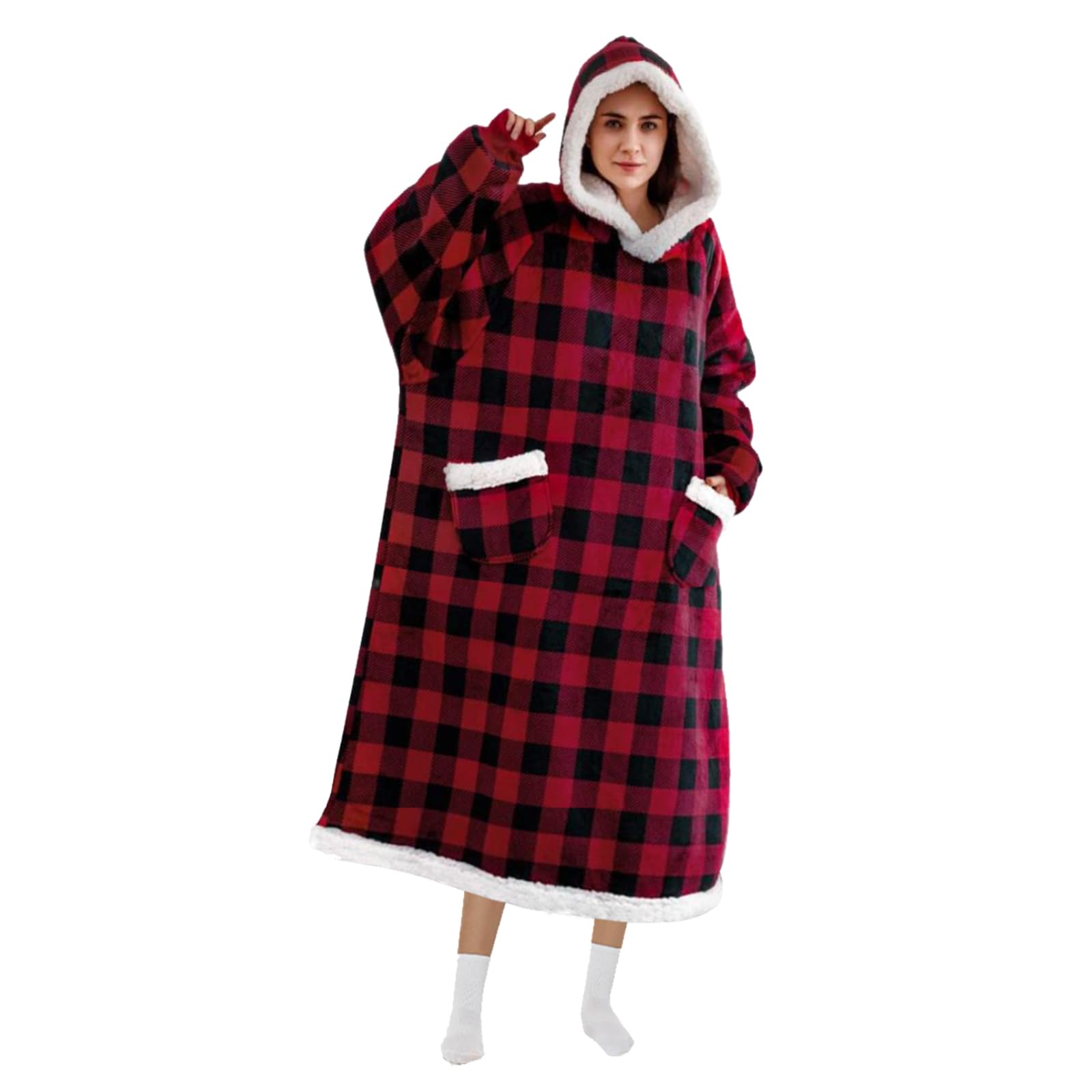 FEELJAM Coperta con maniche donna Coperta con cappuccio da uomo Coperta accogliente con maniche Per coperta TV per adulti