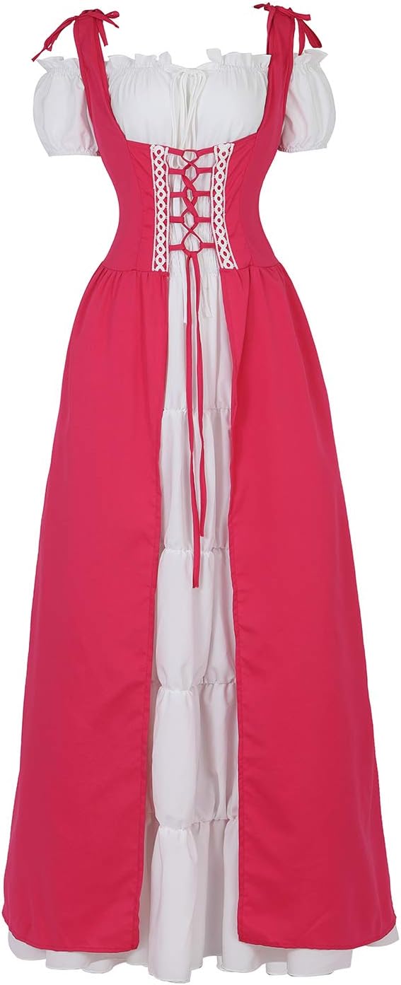 Robe Médiévale Renaissance Femme 2 Pièces - Costume Gothique Victorien Halloween Cosplay