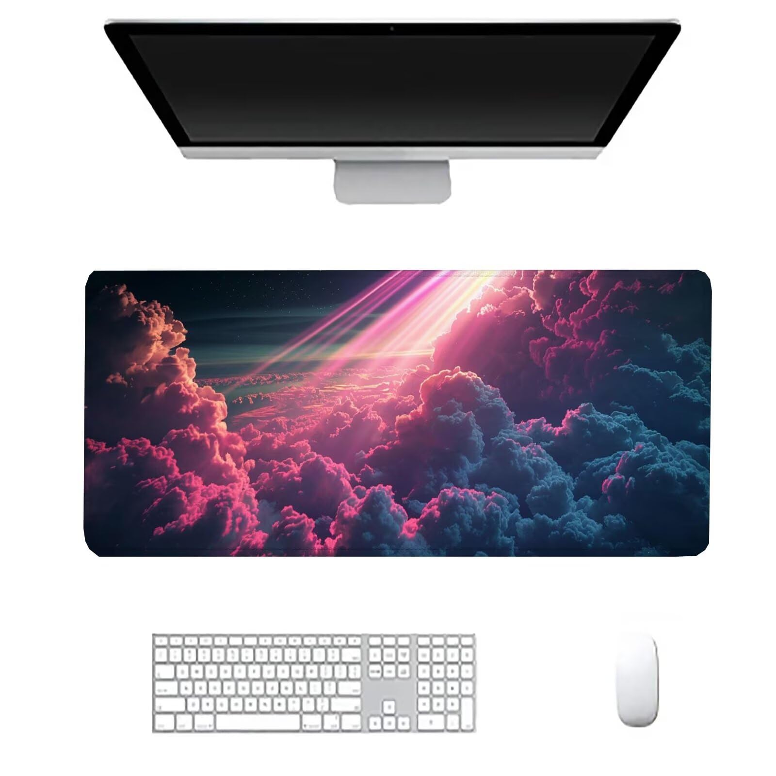 Alfombrilla Ratón Nube Alfombrilla Ratón Gaming XXL 1200x600x3mm Accesorios Escritorio,Antideslizante Mousepad Púrpura Tapete Escritorio Infantil,para Alfombrilla Pc Teclado Ratón J700