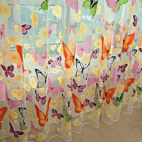 Haoun 2Pcs Butterfly Window Panels Drapes Curtains Sheer Voile Tulle Home Room 39.4X78.8 #TOP7