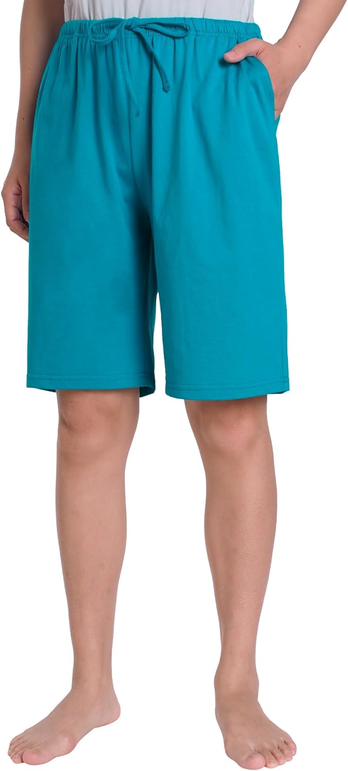 Women's Cotton Bermuda Pajama Shorts Knee Length Sleep Shorts