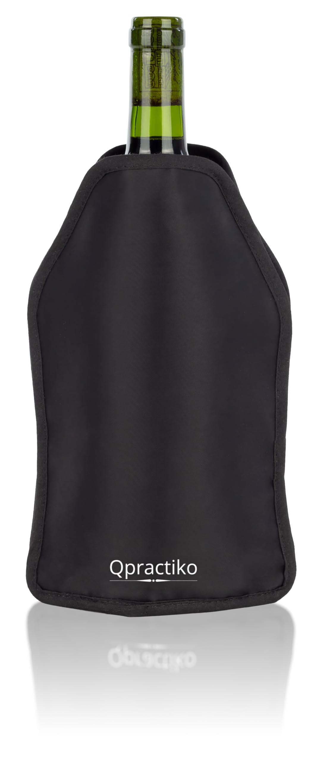 Qpractiko | Raffreddatore bottiglie vino Invictus | Nylon nero, gel refrigerante, leggero, riutilizzabile | Raffreddamento rapido, facile trasporto | Mantiene il vino a temperatura ovunque