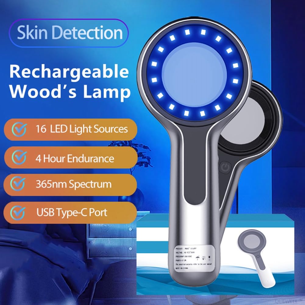 Lampe Woods Analyseur de Peau UV Grossissant pour les Tests de Beauté Du Lampe Wood pour les Tests D'Analyse des Soins de la Peau