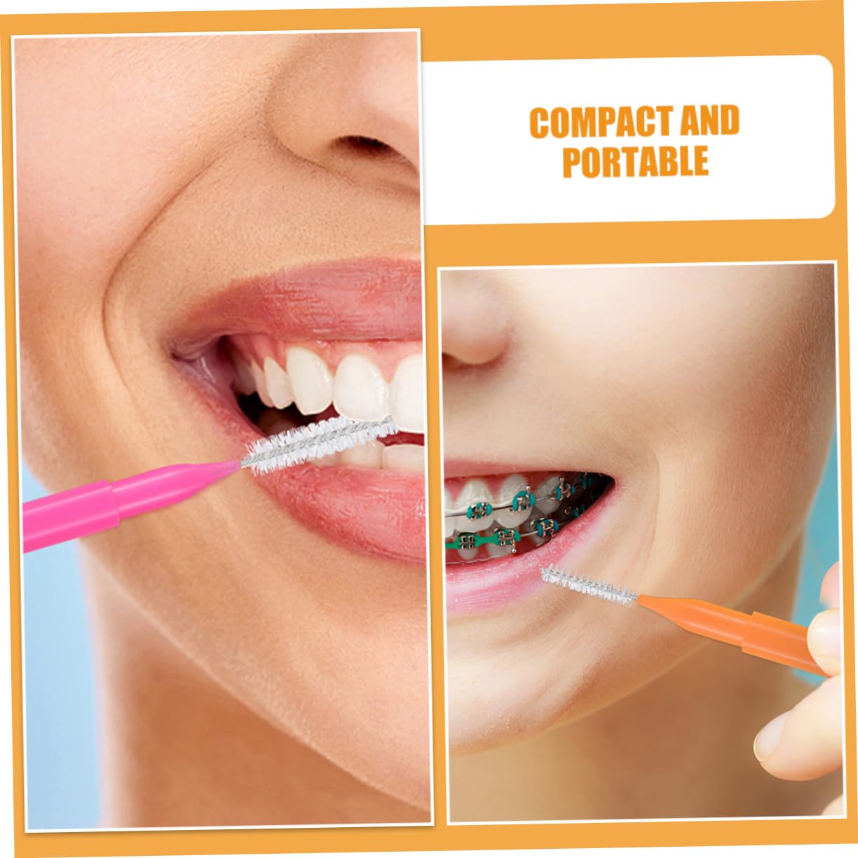 250piezas Cepillos Interdentales Para Limpieza Herramienta Portátil De Cepillo De Dientes Para Usar Brackets Naranja Azul Verde Rosa