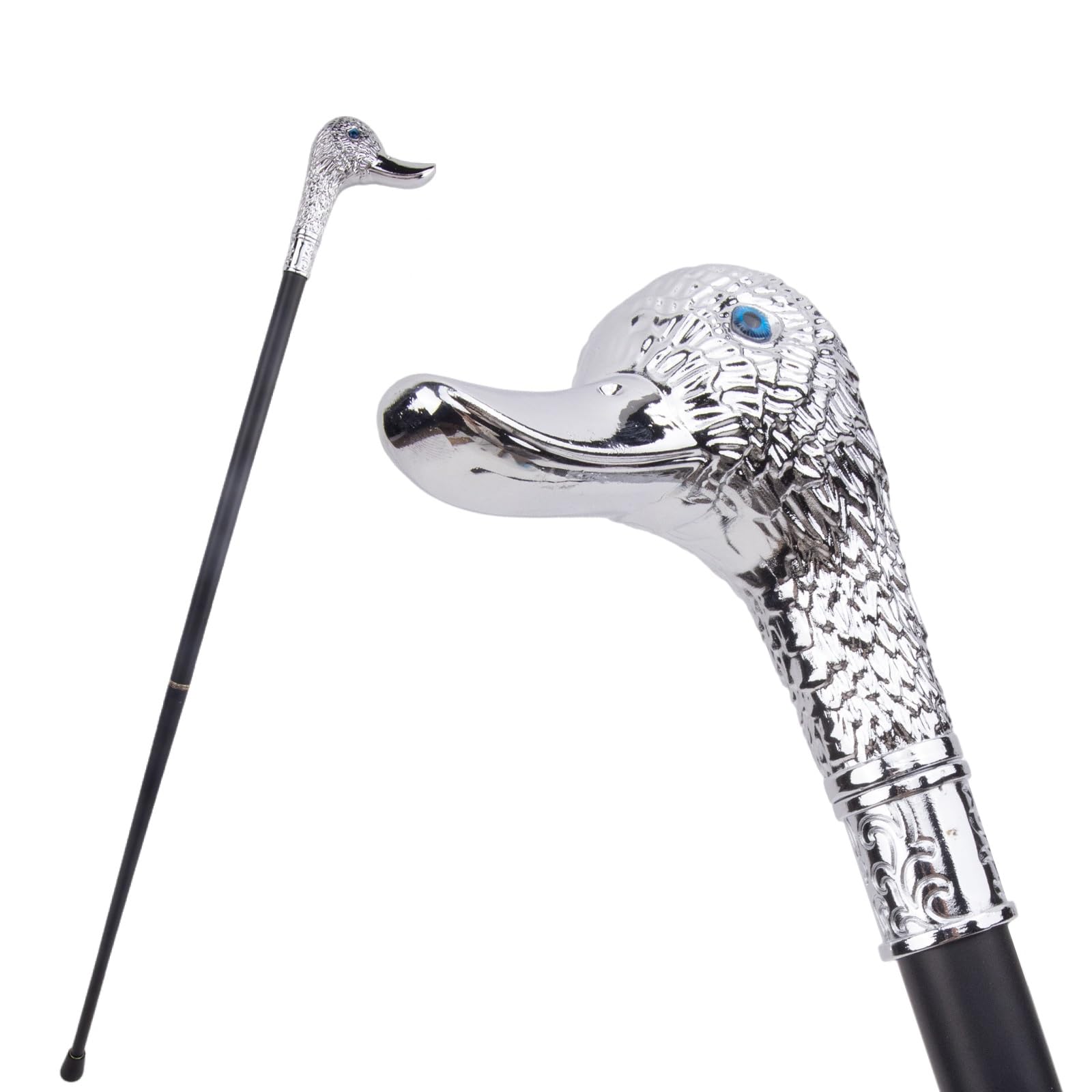 Silver Duck Gentleman Head, zdejmowana dwuczęściowa antypoślizgowa laska dla seniorów, idealna na piesze wycieczki lub dekoracje imprezowe, 94 cm (37 cali)