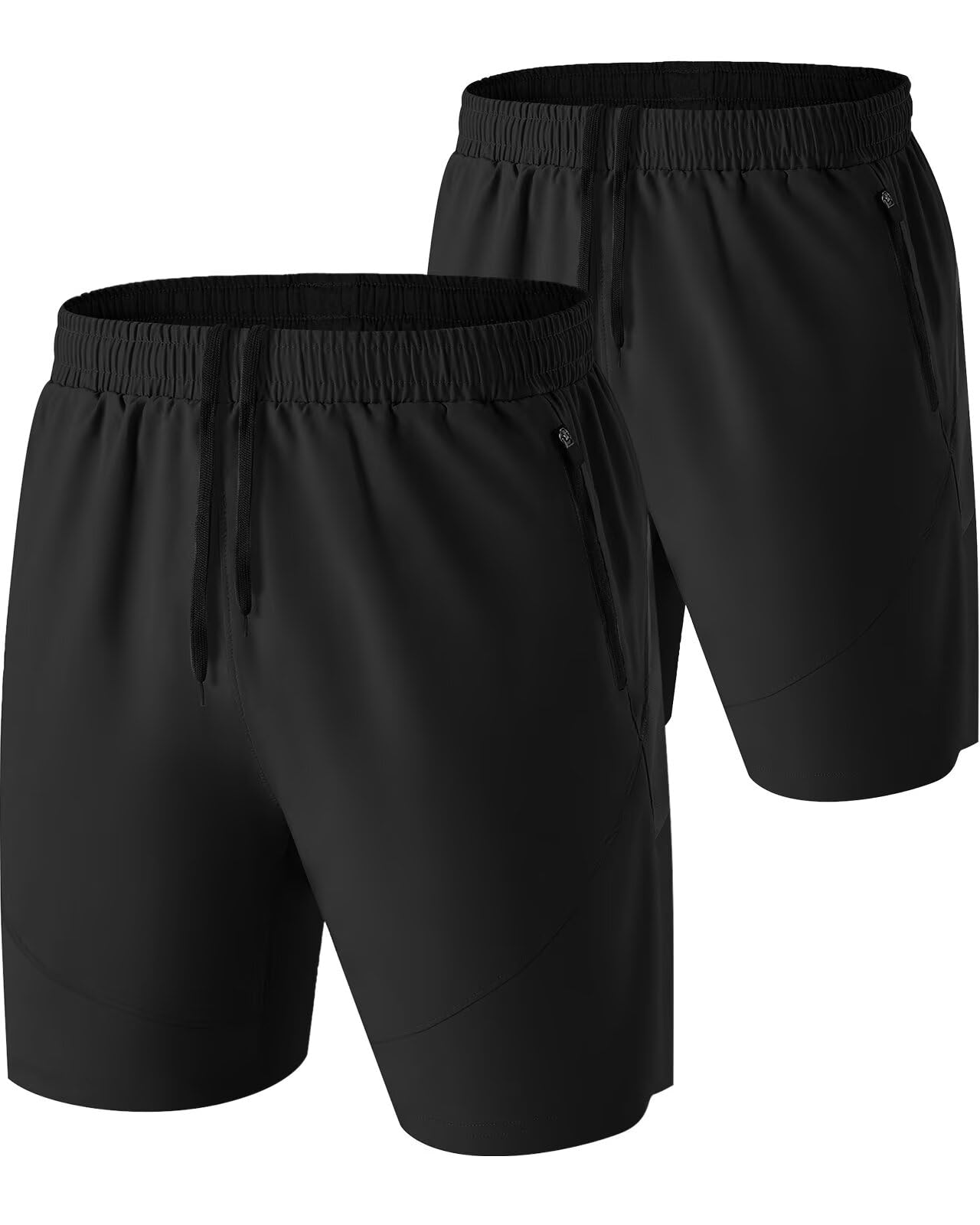 HMIYA 2er Pack Kurze Hosen Herren Atmungsaktiv Sporthose Leicht Laufhose mit Reißverschlusstasche für Training & Freizeit