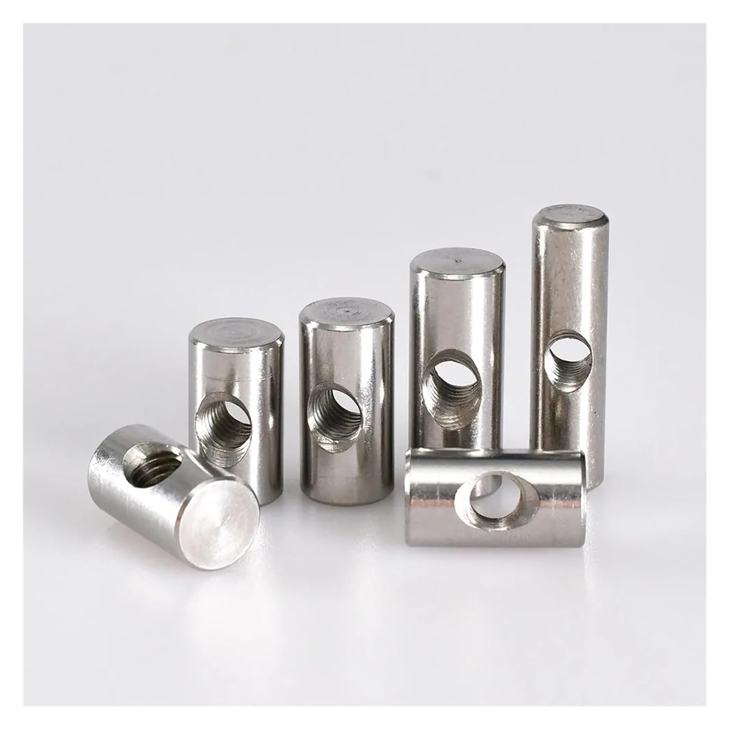 Barrel Nuts, M4/M5/M6 304 Stainless Steel Hammer Embed Cross Hole Cylindrical Dowel Pin for Wood Furniture Accessories, 10-30mm Height(M6x14 (5Pcs))