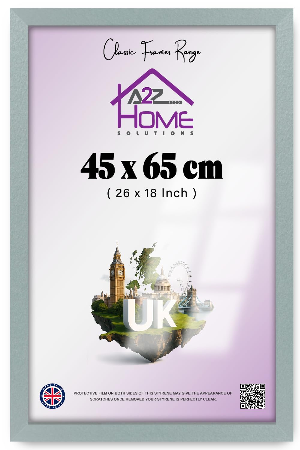 A2Z Chic Picture Poster 65x45 cm (26x18 Inch) Photo Frame - Display Certificates Jigsaw Puzzle - Wall Mounted - Styrene Shatterproof Perspex Sheets - Landscape Portrait Hanging - Silver