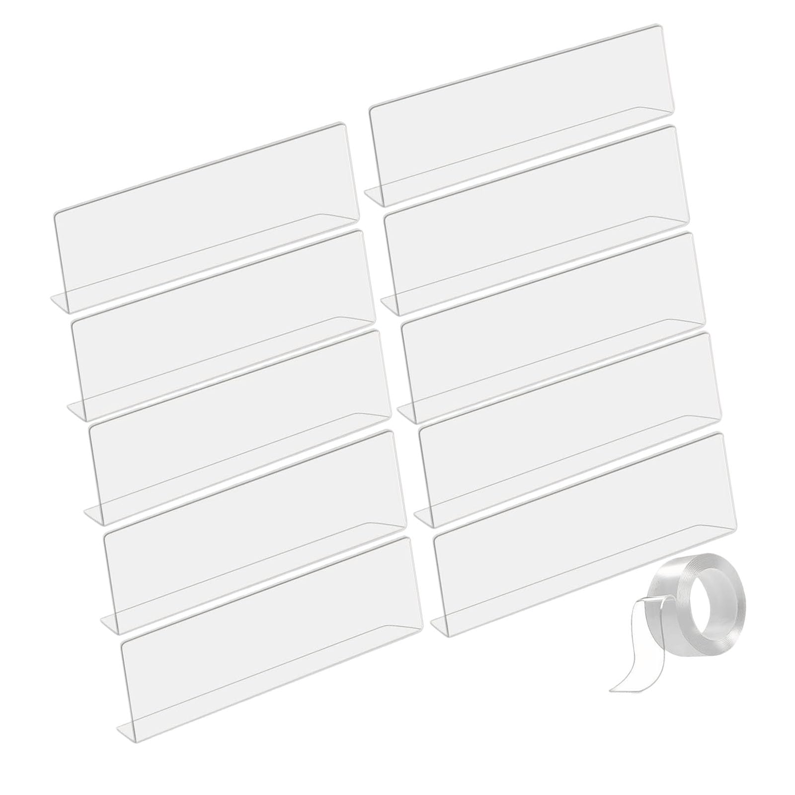 Hredwep 10Pcs Clear Acrylic Shelf Barriers Strong PVC Shelf Guards Versatile PVC Rack Organizers for Organized Storage Clear Barriers