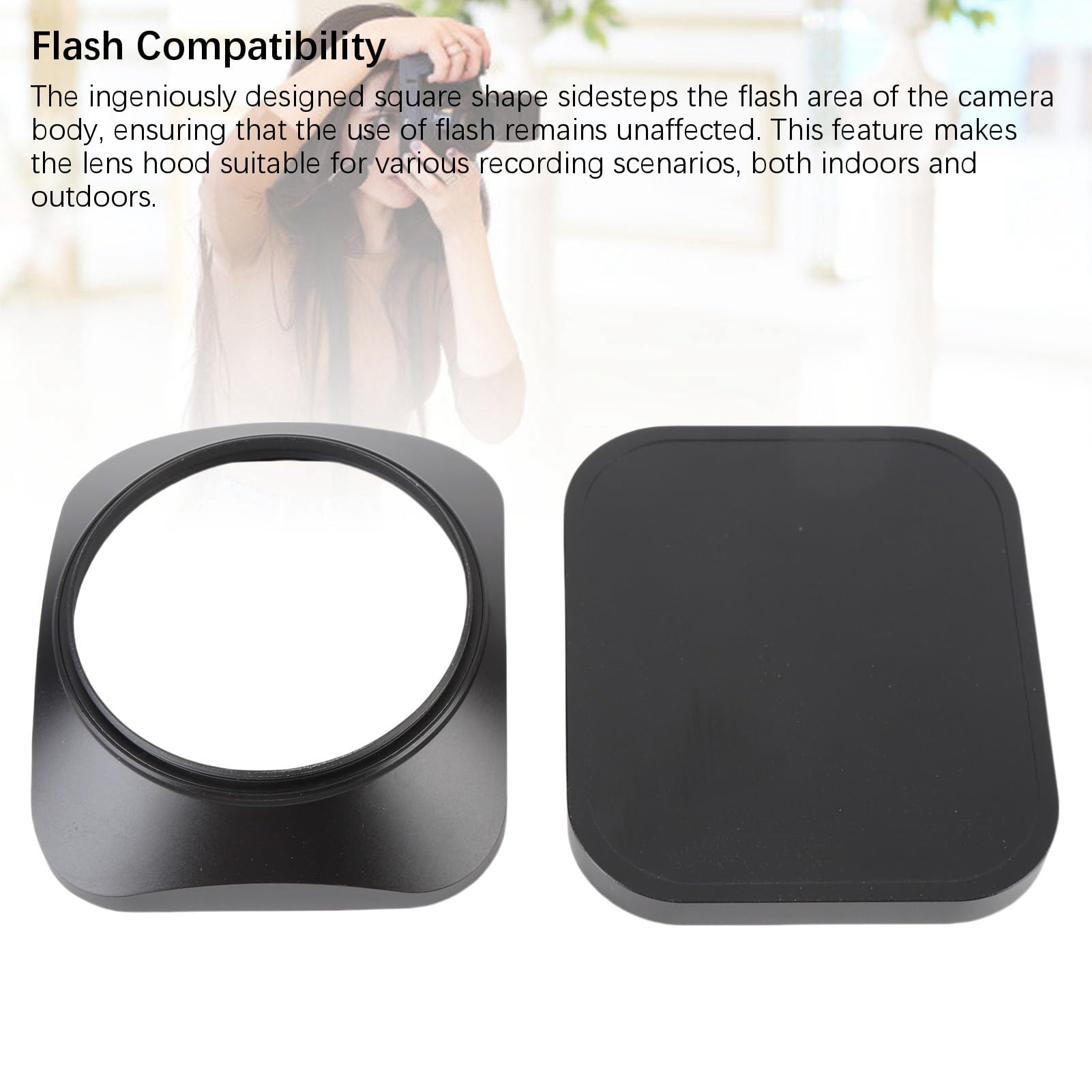 Paraluce Professionale Quadrato per Fotocamera, Lavorazione CNC in Lega di Alluminio Ad Alta Resistenza, Blocca la Luce Diffusa e Riduce il Riflesso per Fotocamere Mirrorless DSLR, Lente (58MM)