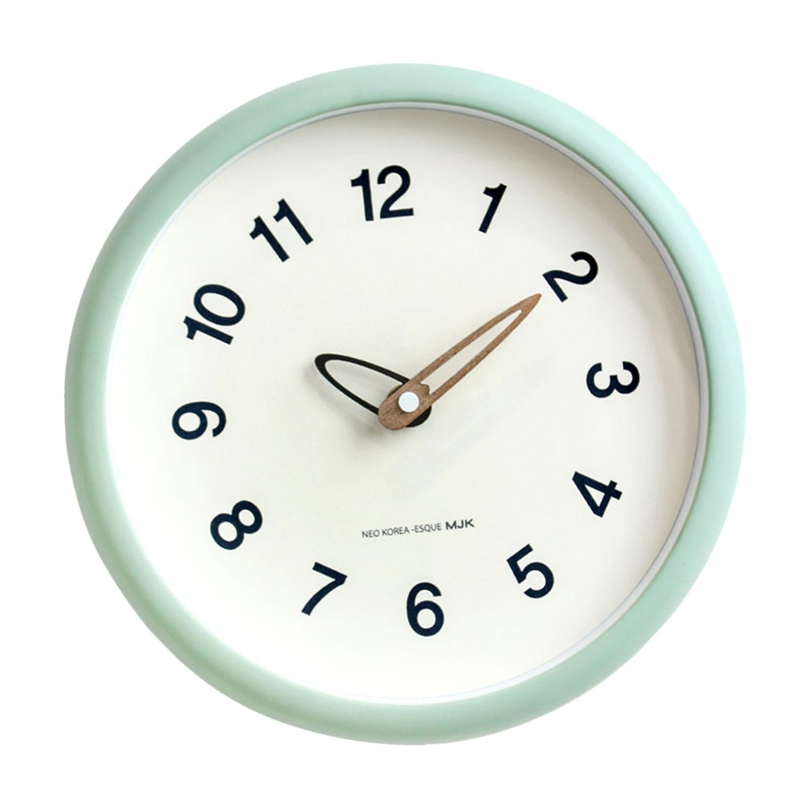 Horloge murale 25 cm beige vert pour déco de café bar et chambre