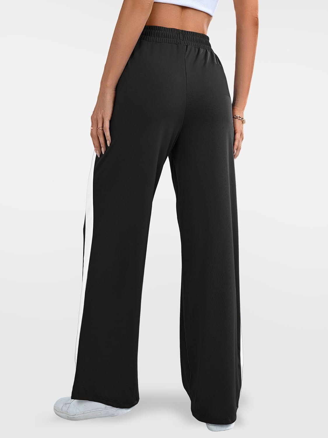 Wide Leg Sweatpants Women High Waisted Baggy Sweat Pants Active Striped Track Pants with Pockets - Image 2