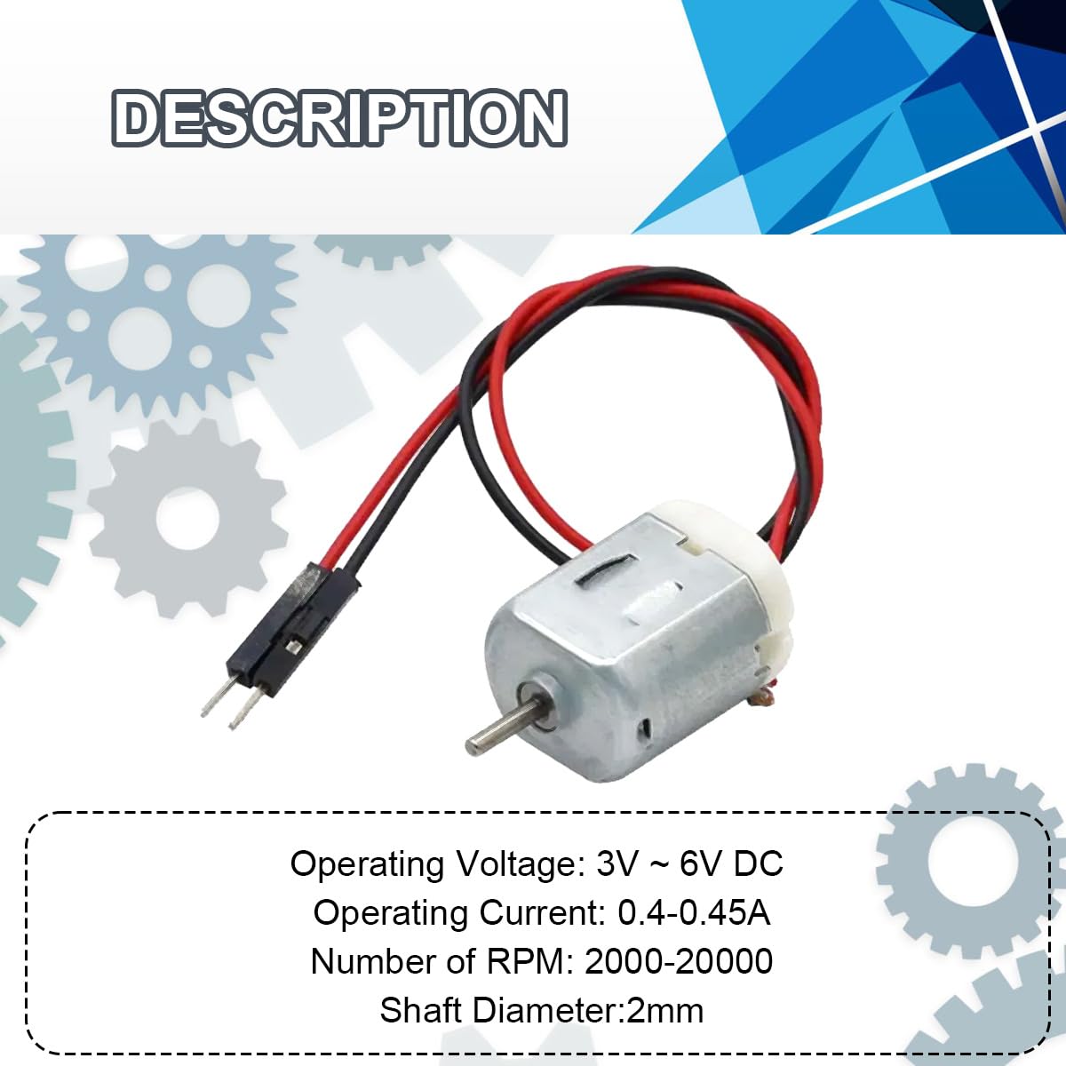 JYUDAUFU 10 Pcs Micro 130 DC Motor DC 3-6V 0.4-0.45A Electric Motor 2000-20000RPM 2mm Shaft 130 Miniature DC Motor for Arduino/Toy Car/DIY Hobby - Image 2
