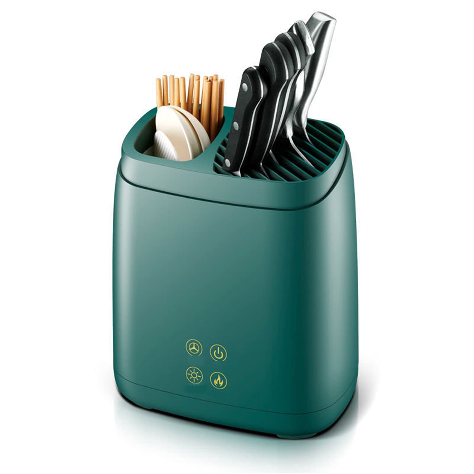 Estante de secado para utensilios de cocina con desinfección UV, bajo consumo de energía, diseño extraíble para una fácil limpieza, organizador de cuchillos y tenedores