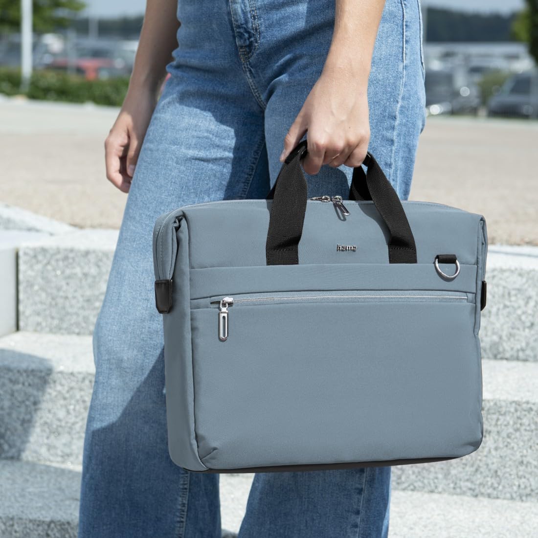 Hama | Maletín para portátil 15,6 pulgadas (funda protectora ordenador resistente acolchada bolso portátil 16 pulgadas carcasa protectora laptop bandolera ajustable ligera maleta trabajo oficina) azul