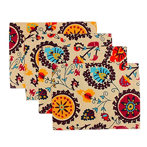 KEPSWET Placemats Set of 4 Colorful Reversible Placemats for Dining Table Cotton Washable Table Mats Boho 12x18 Inch