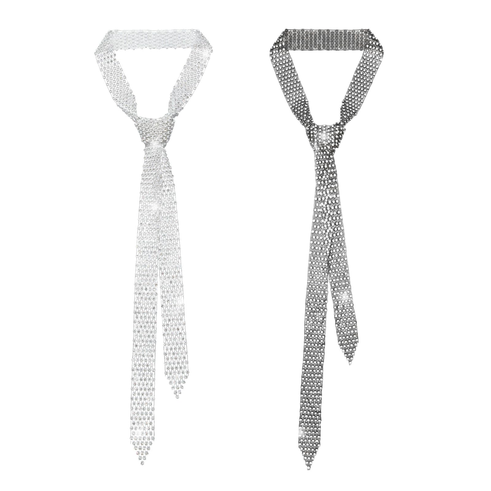 LJBFNN Ties for Women, Sparkling Rhinestone Womens Tie Long Thin Crystal Necktie for Party Prom Wedding Cosplay Beach Daily