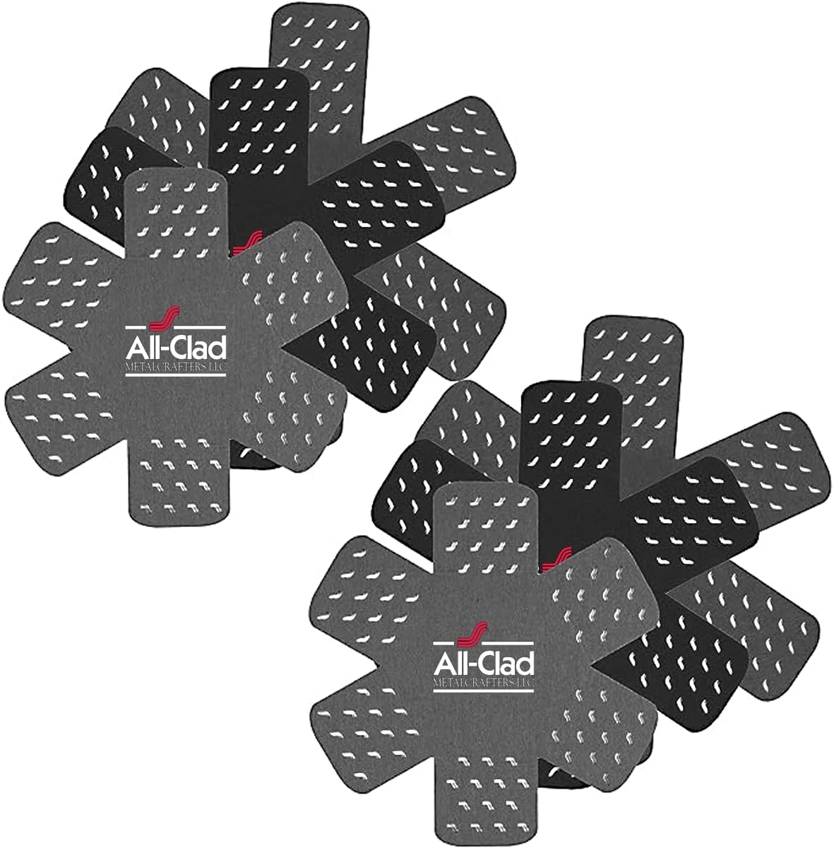 Premium Cookware Protectors: Pot and Pan Protectors for Kitchen Organization - Perfect for Cast Iron, Steel, or Glass, 6-Piece, Black/Grey