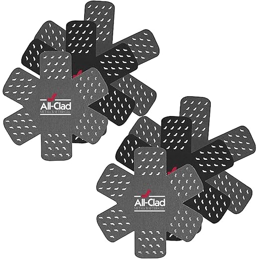 All-Clad Premium Cookware Protectors: Pot and Pan Protectors for Kitchen Organization - Perfect for Cast Iron, Steel, or Glass, 6-Piece, Black/Gray