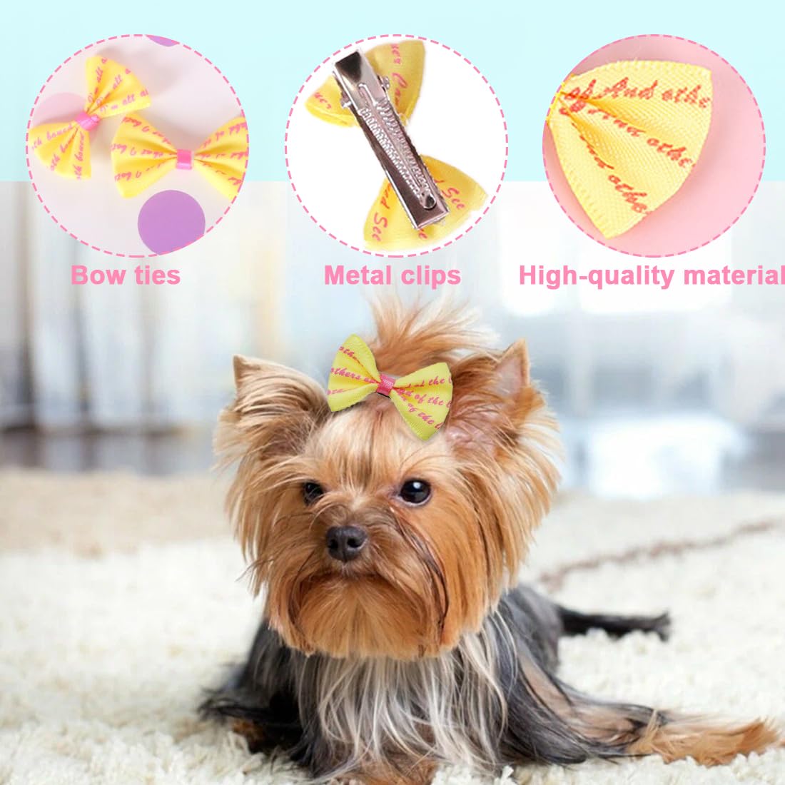 Set de 10 Noeuds à Cheveux pour Chien avec Clips, Barrettes et Accessoires de Toilettage