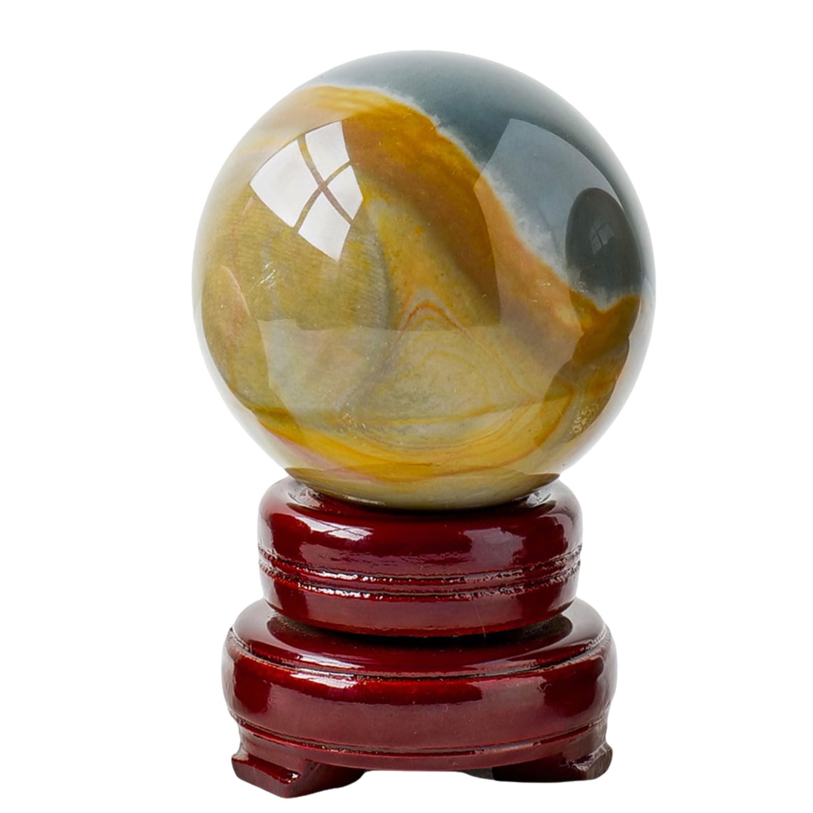 DFrywdgSEY crystal ball, Round Stone Sphere Home Decoration Fengshui Divination Reiki Balls with Wood Stand(60~70mm)
