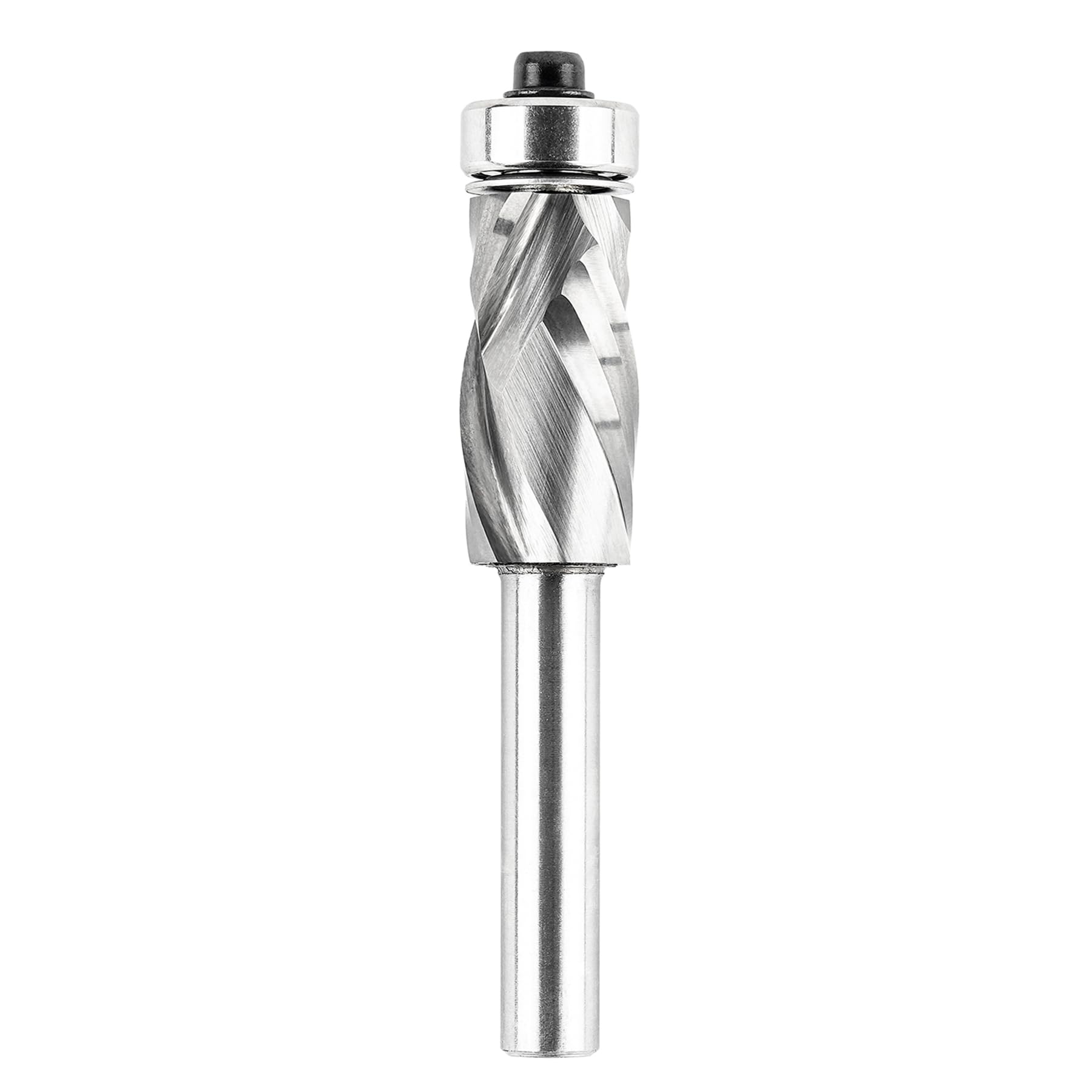 SpeTool Spiral Bündigfräser 8mm Schaft Kompressions Cut Fräser für Oberfräse 12mm Schnittdurchmesser 25mm Schnittlänge Kopierfräser mit Anlaufring Oben VHM zum Holzbearbeitung Zurechtschneiden