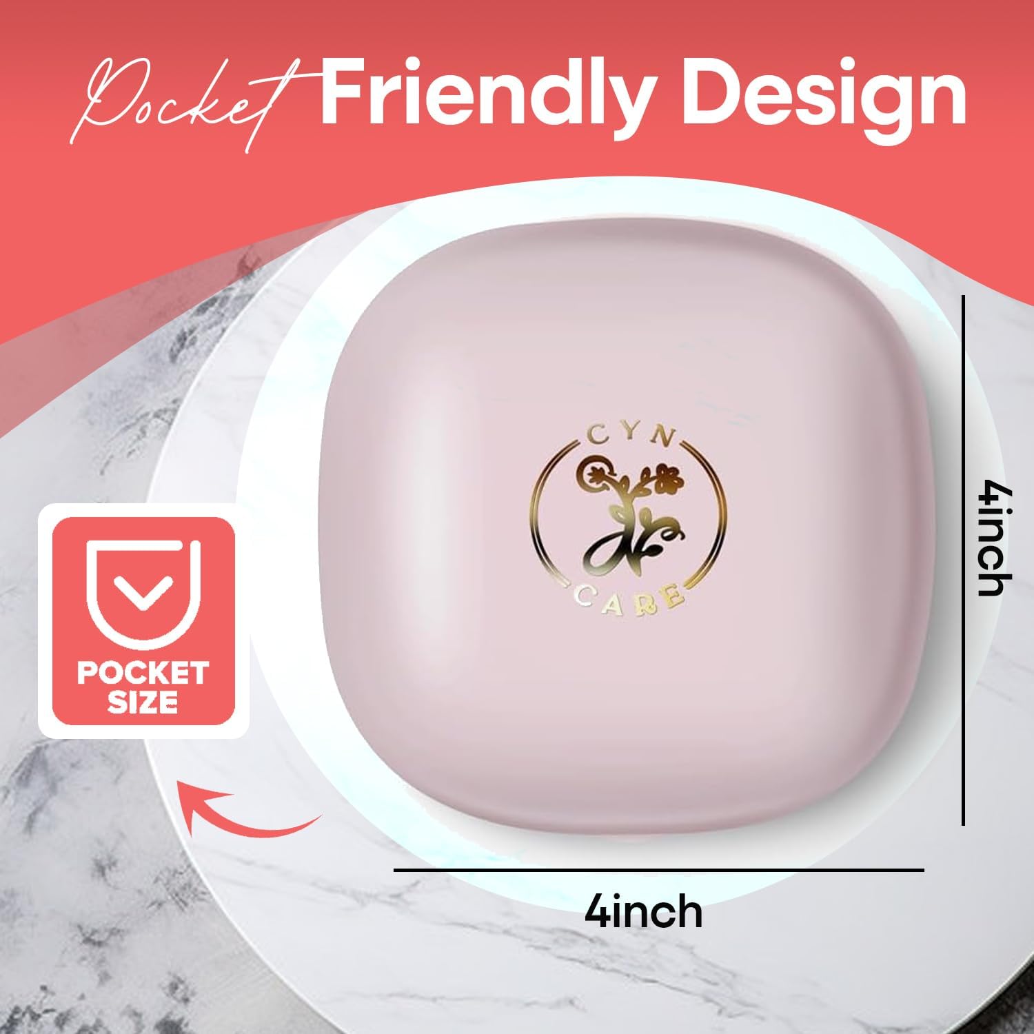 4" LED Compact Mirror – 1x & 10x Magnification | Travel Makeup Mirror with Adjustable Lighting | Handheld & Pocket-Sized Portable Mirror with Protective Pouch (Pink)