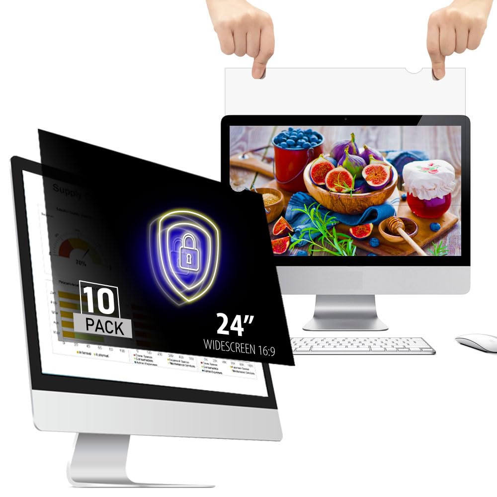 WELINC [10PACK:2PACKx5EA] 24 Inch - 16:9 Aspect Ratio - Computer Privacy Screen Filter for Widescreen Monitor - Anti-Glare - Protects Eyes from Harmful Glare and Blue Light Light