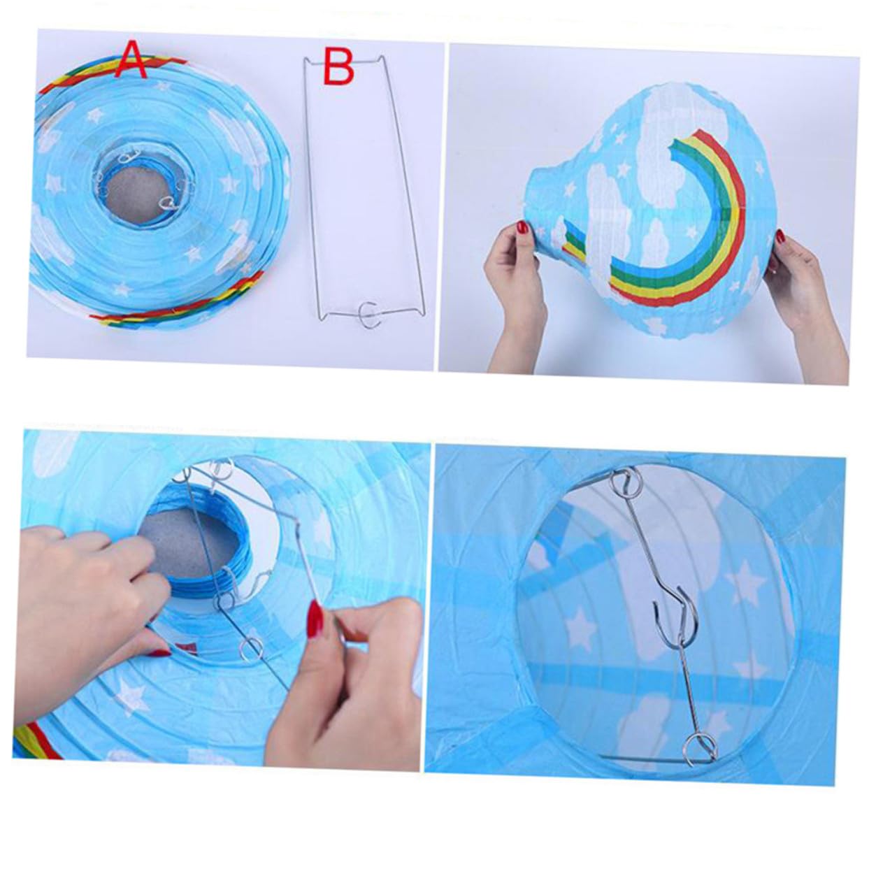 iplusmile 5pezzi Lanterne di Carta Palloncini da Appendere Lanterne di Carta per Feste ad Aria Calda Colorate Strisce