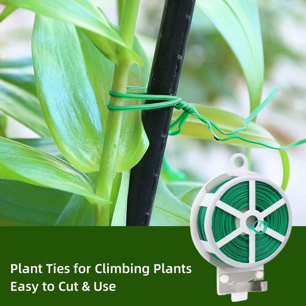 Pflanzenbinder für Outdoor-Pflanzen, Gartenpflanzenbinder Twist Ties Pflanzenstützbinder Gartenbinder für Kletterpflanzen, Tomatenbinder Gemüsebinder für Pflanzen, Gartenwerkzeuge (3, Grün, 50 m)