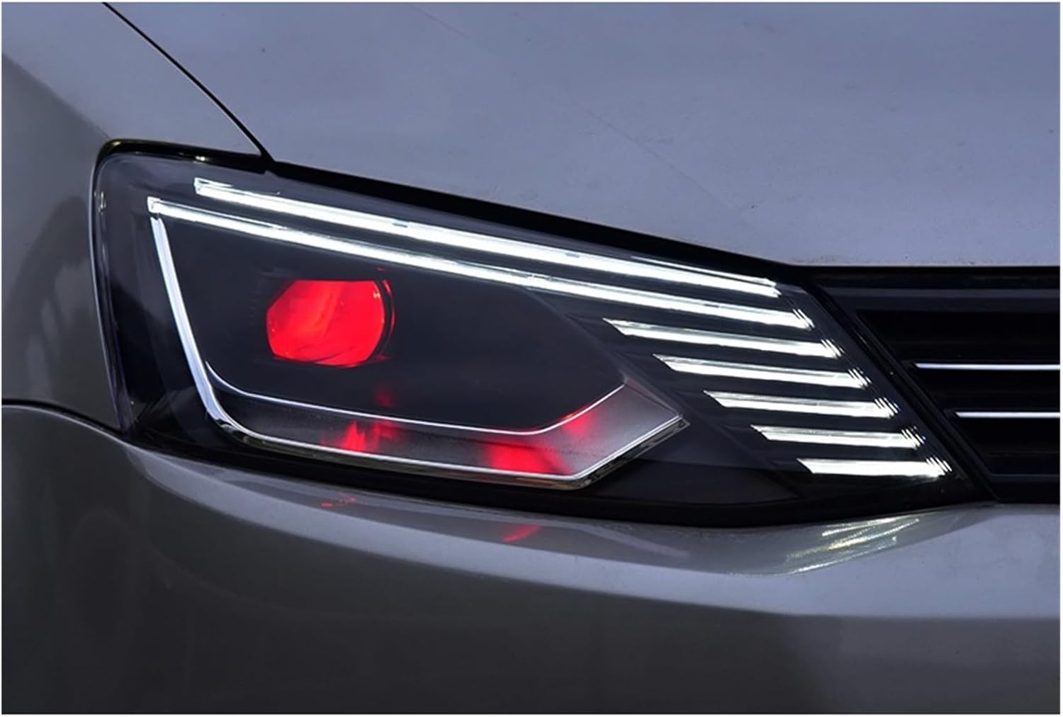 VW 2011-2017 対応 カースタイリング ヘッドライト ヘッドランプ ジェッタ デイタイムランニングライト DRL バイキセ