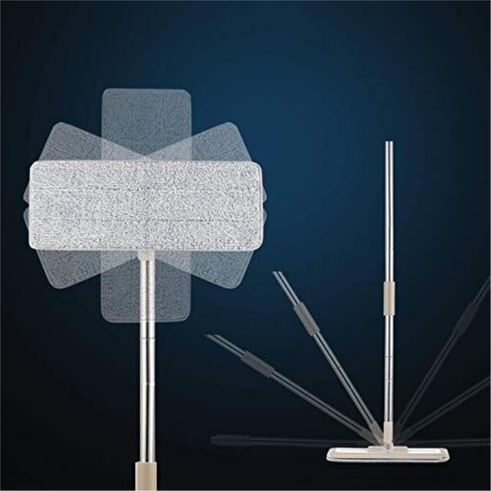 Fregona Cubo para Trapeador Plano con Manos Libres para Limpieza De Pisos Húmedos Y Secos, Cabezales Giratorios 360 ​​Grados Reutilizable Limpieza Suelo(Blue)