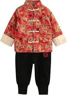 Topgrowth Accessorio Baby,Clothing,Baby Boys 0-24m,Outfits & Clothing Sets Big Boys Set Clothes Toddler Kids Baby Girl Boy Calendar Chinese New Year Tang Suit Red Hanfu Long Sleeve Quilted Shirt Tops Winter Warm Fleece Lined Pants Set Outfits Girl 6 7 Years Outfits