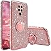 Compatibile con Cover Xiaomi Redmi Note 9, Glitter Strass Diamante Bling Diamanti Custodia con 360 Gradi Rotante Supporto Ring Kickstand Protezione Morbido Silicone TPU - Oro Rosa