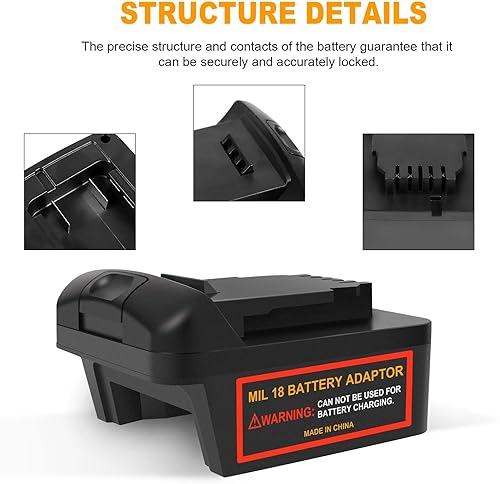 Miniatura 6 de Convertidor para adaptador de batería Milwaukee a Dewalt, adaptador funciona con batería Milwaukee para uso de herramientas Dewalt, aplicable para