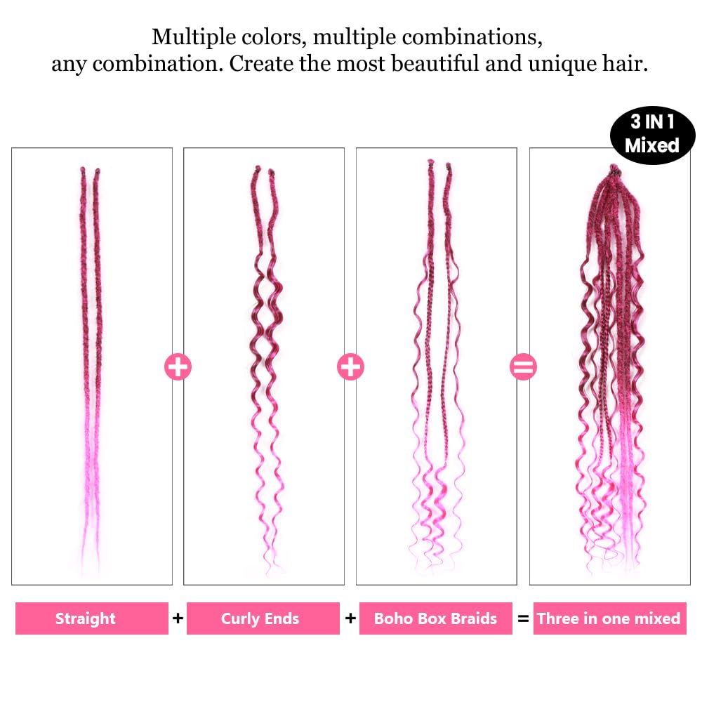 24 Inch Synthetic Dreadlock Extensions Hippie Single Ended Dreads 0.6 cm Width Loc Extensions Reggae Style Crochet Hair for Women (T1B/Roseo - Image 3