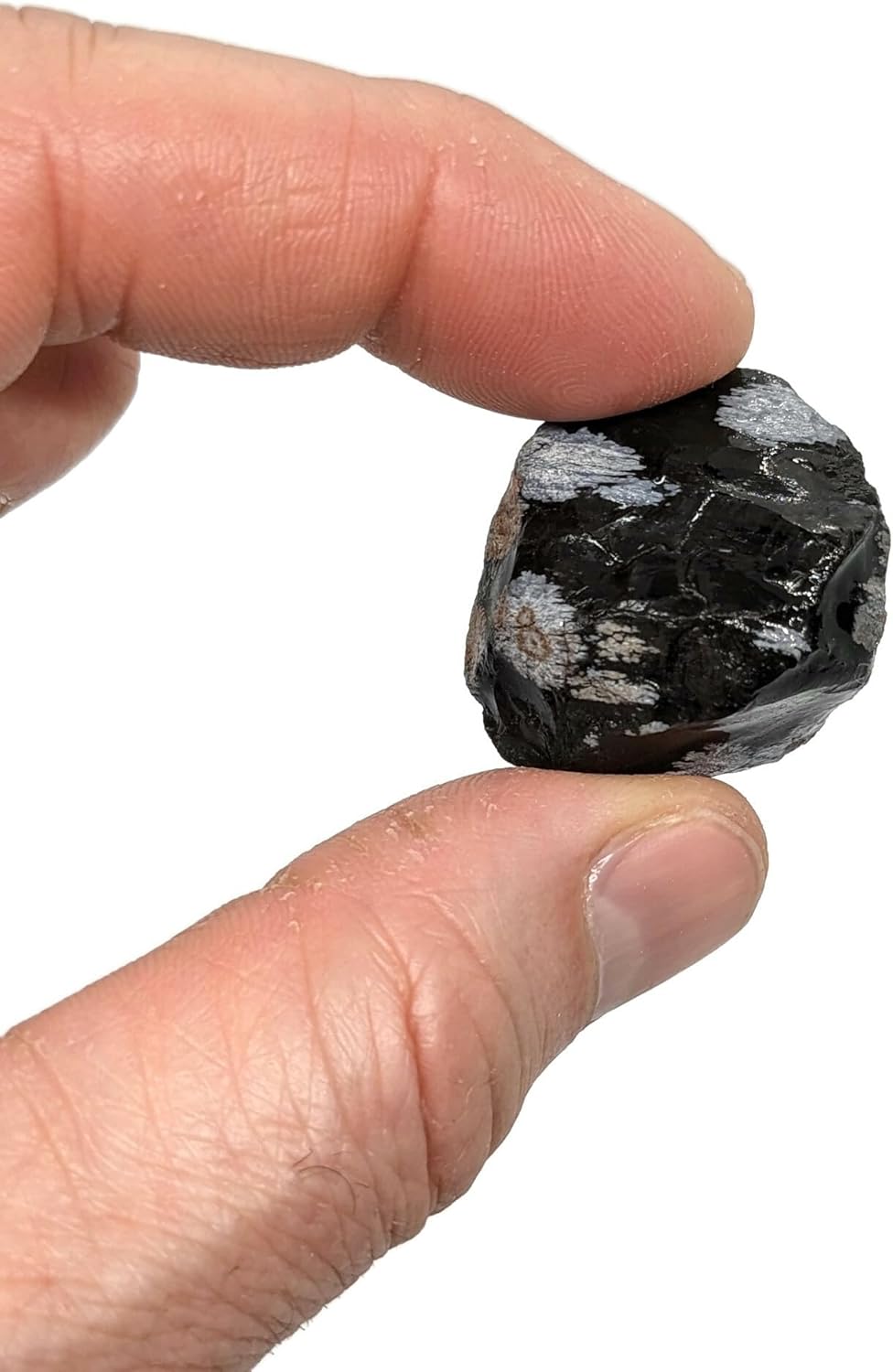 3 lbs Bulk Rough Snowflake Obsidian Stones - 1 to 2 Inch Mixed Sizes. Natural Stones Perfect for Rock Tumbling, Wire Wrapping, Fountain Stones, Lapidary, Decoration, Rock Collecting.