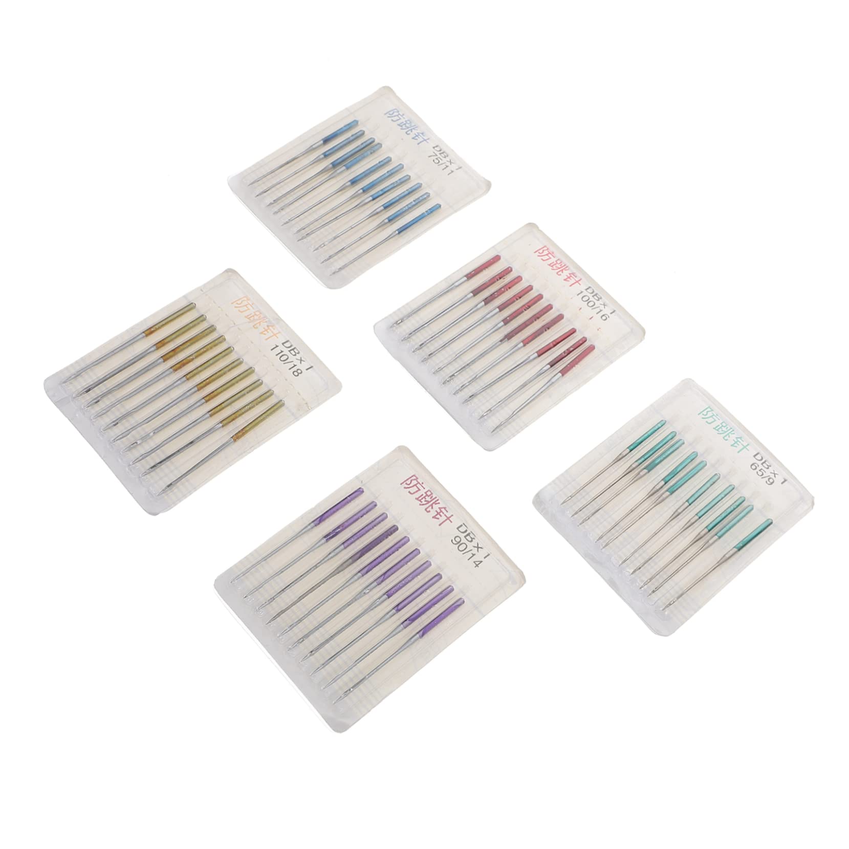 SHINEOFI Agujas Metálicas Antisaltos Ligeras 50 para Máquina de Coser Aplicables y Duraderas Ideales para Lienzo y Jeans en Costura Doméstica