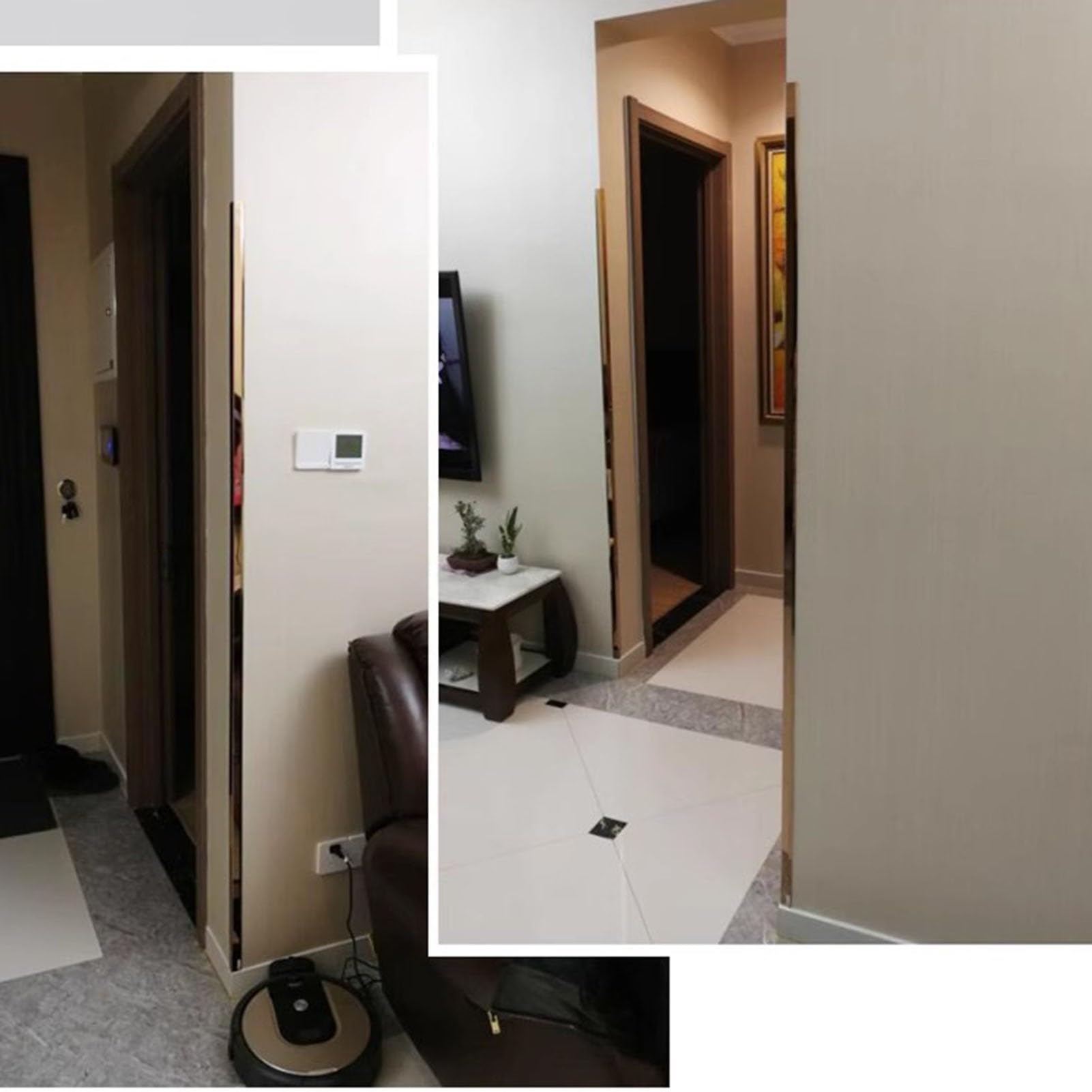 Protector de esquina de pared/escudo de esquina con cinta lateral, tira protectora de bordes de acero inoxidable en forma de L, tiras de seguridad antigolpes para hoteles Resta, oro rosa, longitud 160