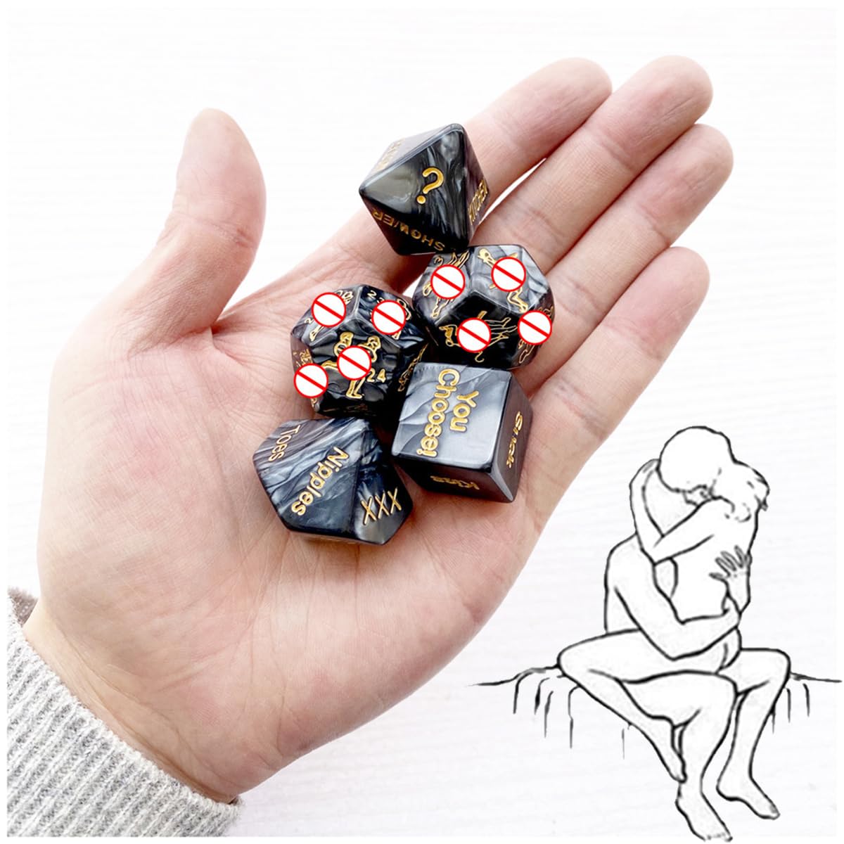 Nuovo Modello Scolpito Dadi Neri, Divertiti con Il Gioco da Tavolo di Dadi di Gioco! Regalo Originale-K21