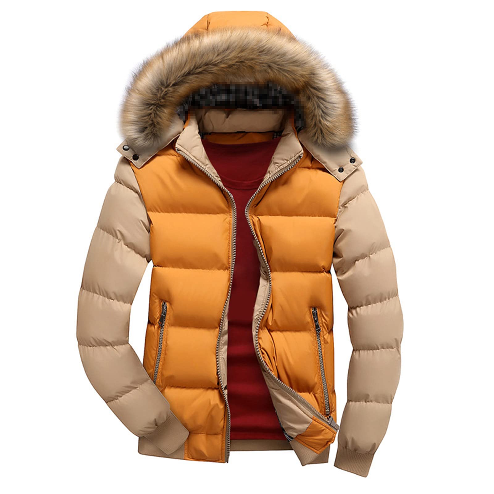 Piumino da uomo Inverno Casual Capispalla con cappuccio Caldo Parka Soprabito da uomo Solido Spesso Pile Cerniera Giacche