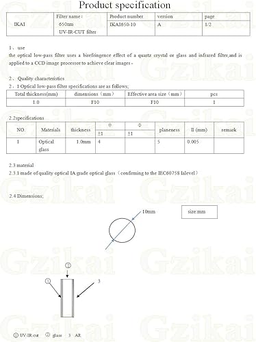 Miniatura 3 de 650nm 0.394 inx0.039 in UV AR IR filtro de corte AR/IR óptico bloqueo gafas filtro para cámara videocámara lente