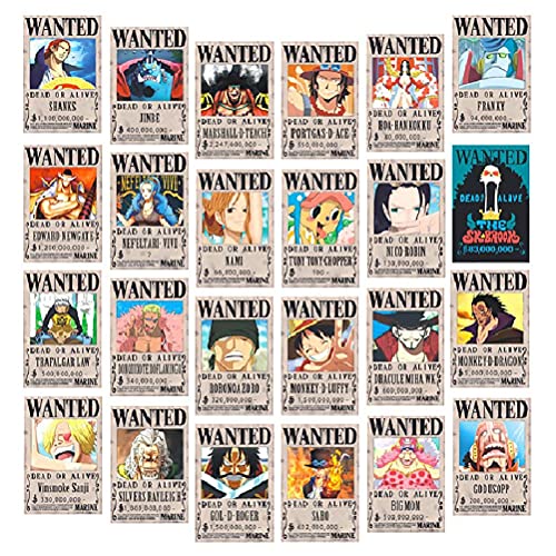 Le lot de 24 petites affiches Wanted pour fan de One Piece