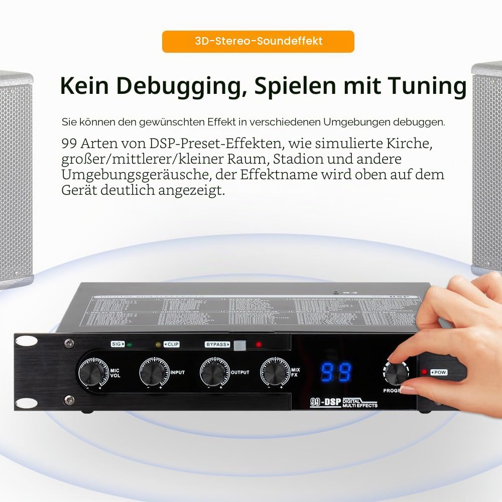 Karaoke-Mixer, Reverberator 99 DSP digitale Stereoskop-Sound-Effekte, KTV-Mikrofon mit BT Reverb für Theateraufführungen, DJs, Geschäftsreden