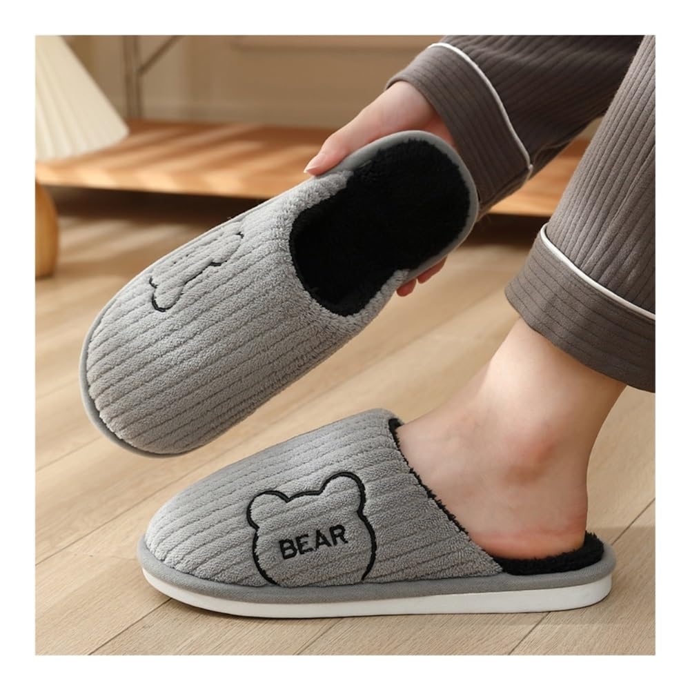 Klapki prysznicowe, Men's Winter Plush Slippers - Warm Cotton Wool Indoor House Shoes