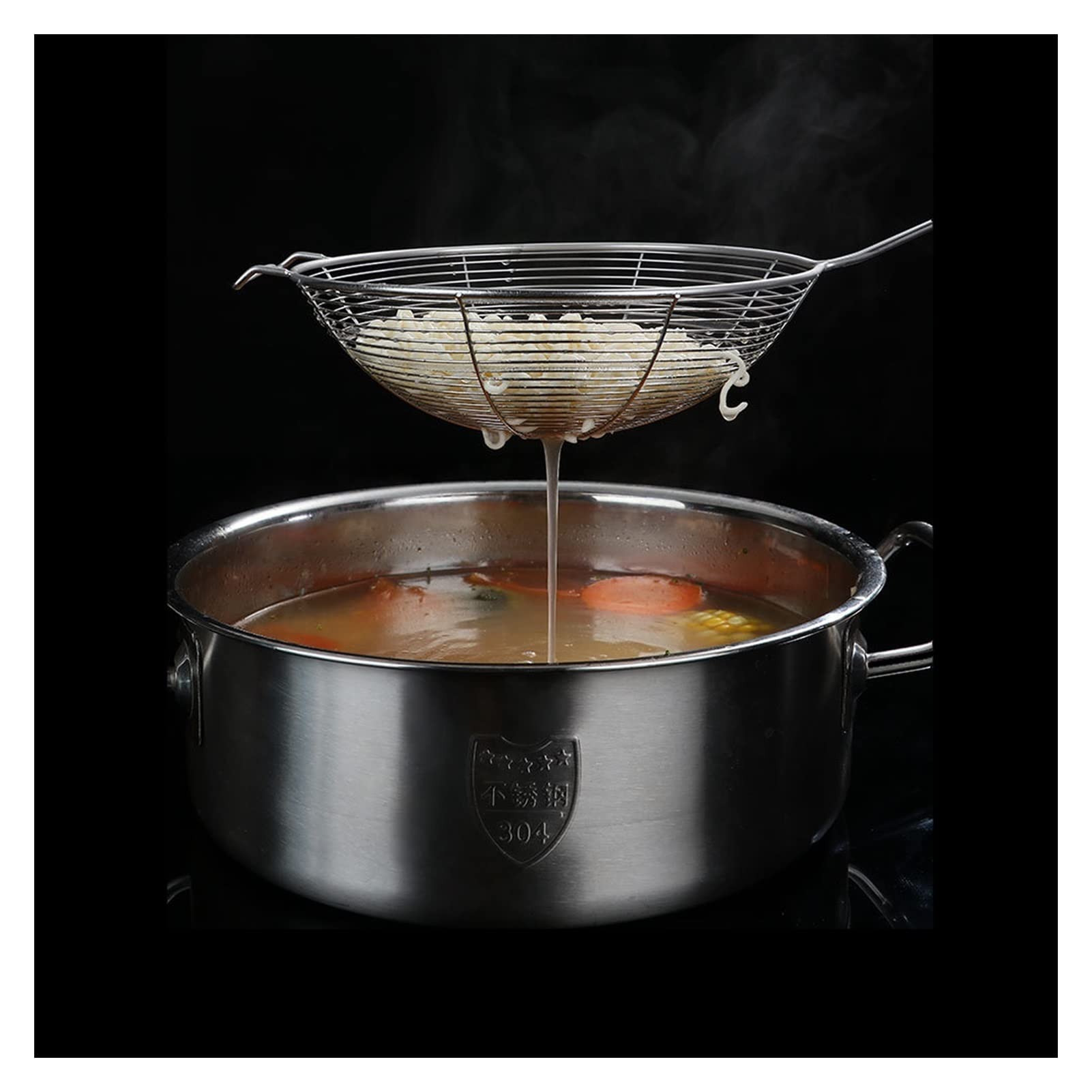 Espumadera de Cocina Espumadera de cocina con gancho, espumadera de acero inoxidable de 6,1/7,7 pulgadas, cuchara coladora multiusos perfecta for el hogar, restaurante, Hotel Cuchara Coladora ( Size :