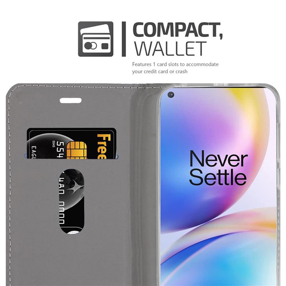 Cadorabo Custodia Libro per Oneplus 8 in GRIGIO CHIARO MARRONE - con