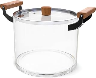 4.0L Glass Pot - glass cooking pot, clear pot for cooking with Wooden Handle and Clear Lid