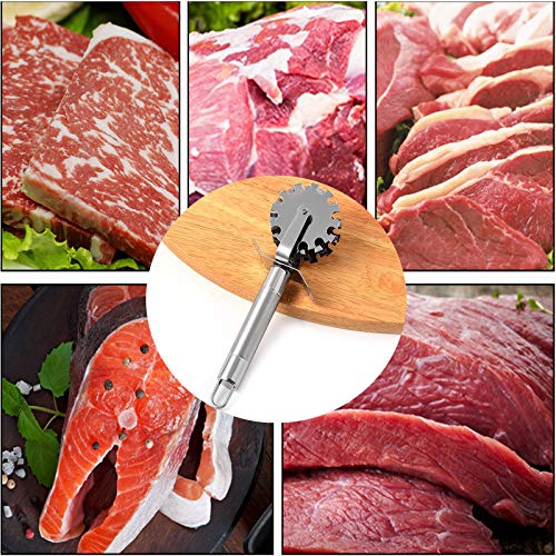 Wilsonzin Fleischklopfer Fleischroller Fleischstecher Fleischzartmacher Rostfreier Stahl Fleischstecher5 Runden Fleischrollen Zart Küchenwerkzeuge für Hühnchen Steak Tenderizer Nadeln Roller 2 Stück