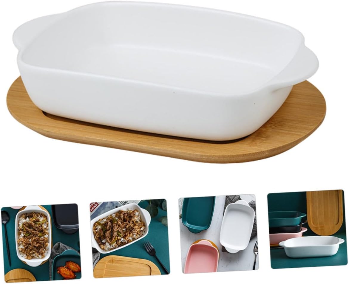 1set Multi-function Baking Tray Cover Elegant Dual Handle Storage Plate for Microwave Oven Easy to Clean Stain Resistant for Cheese Baked Rice Roasting Dishes